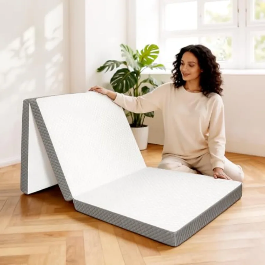 Tri-Folding Mattress, 3 Inch Portable Folding Mattress Topper with a Collapsible and Washable Cover, Portable Floor Bed for Tra
Tri-Folding Mattress, 3 Inch Portable Folding Mattress Topper with a Collapsible and Washable Cover, Portable Floor Bed for Tra