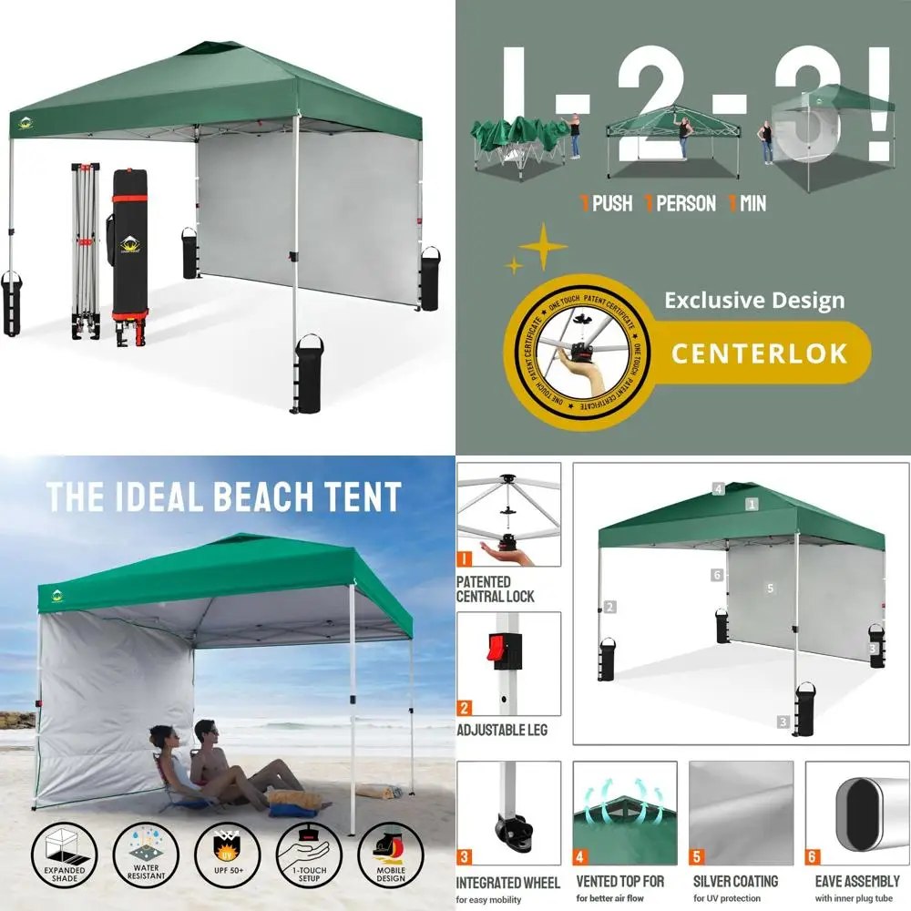 Quick Setup 10x10 Canopy with Side Wall - Portable Outdoor Sun Shelter for Events, Parties, Camping - Easy Beach Tent Shade Solu
Quick Setup 10x10 Canopy with Side Wall - Portable Outdoor Sun Shelter for Events, Parties, Camping - Easy Beach Tent Shade Solu