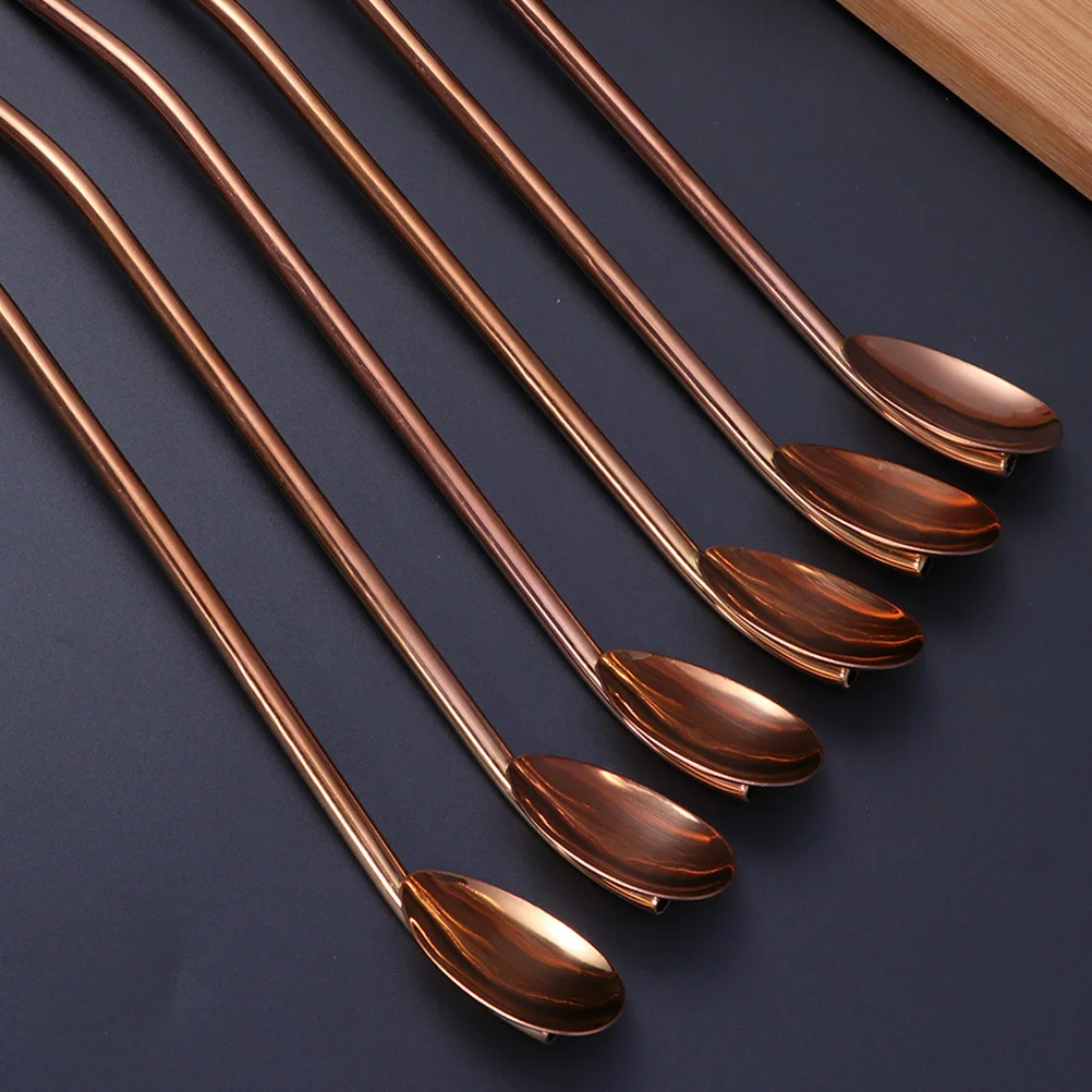 6 pcs Stainless Steel Straw Spoon Reusable Metal Drinking Spoon For Cocktail Party Rose Gold Hollow Handle Utensil
6 pcs Stainless Steel Straw Spoon Reusable Metal Drinking Spoon For Cocktail Party Rose Gold Hollow Handle Utensil