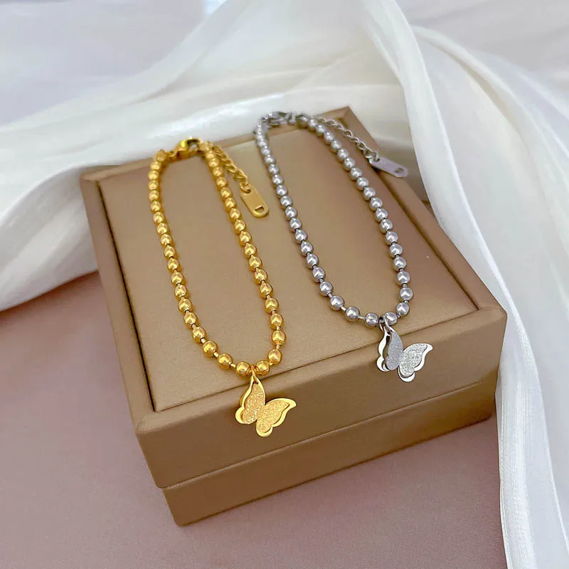 Non-allergic Stainless Steel Beads Chain Bracelet for Women Double Layer Butterfly Charm Braclets Girl Trendy Hand Chain Jewelry
Non-allergic Stainless Steel Beads Chain Bracelet for Women Double Layer Butterfly Charm Braclets Girl Trendy Hand Chain Jewelry