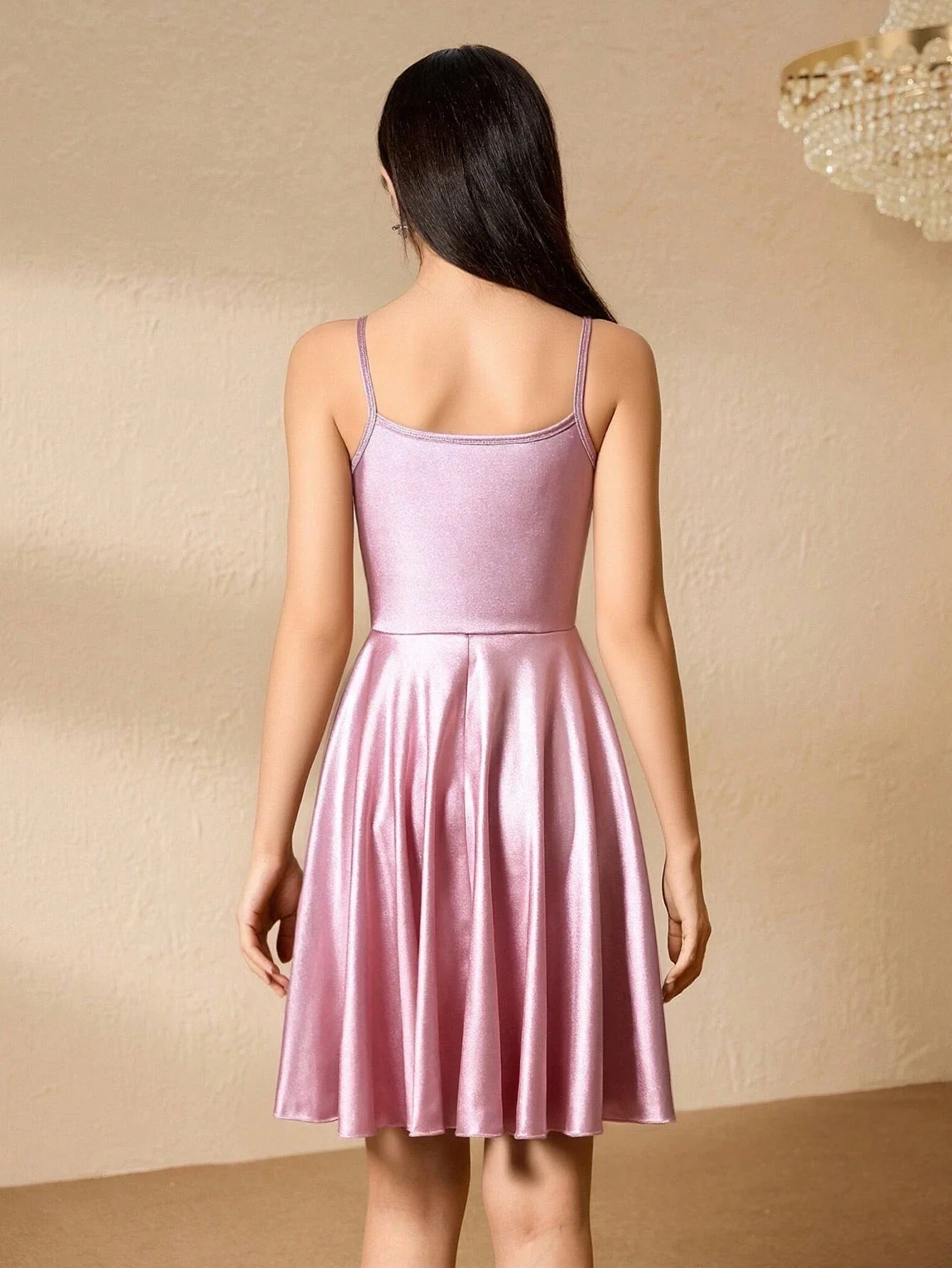 Elegant Minimalist Sleeveless Waist Cinched Short Solid Satin Shiny Pink Dress For Women
Elegant Minimalist Sleeveless Waist Cinched Short Solid Satin Shiny Pink Dress For Women