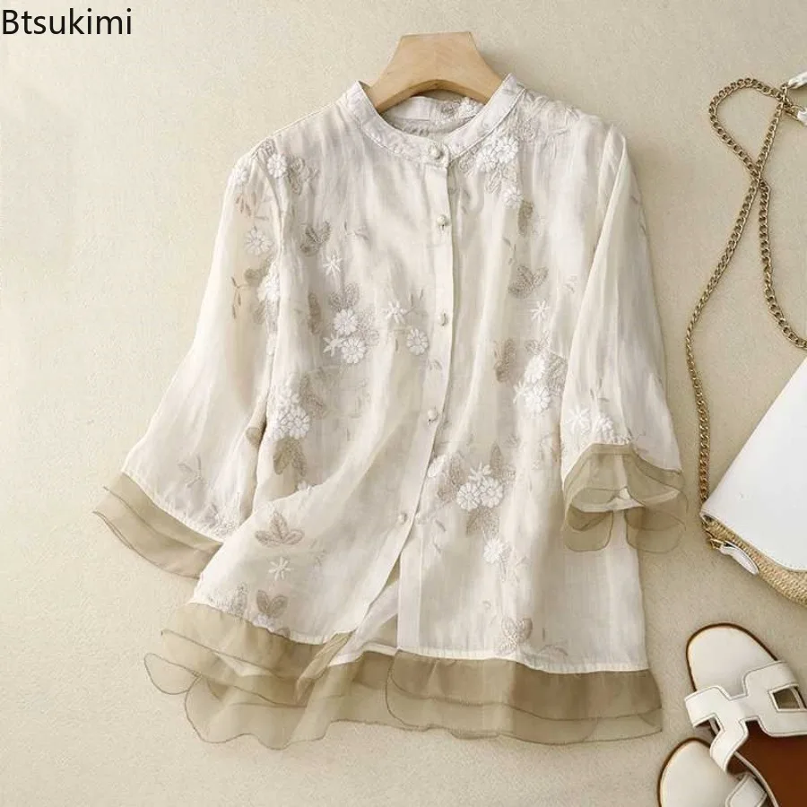New 2026 Women's O-neck Embroidery Blouses Vintage Cotton and Linen Loose Tops Summer Women Clothing Chinese Style Casual Shirts
New 2026 Women's O-neck Embroidery Blouses Vintage Cotton and Linen Loose Tops Summer Women Clothing Chinese Style Casual Shirts