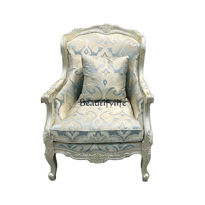 pg55American light luxury solid wood sofa chair living room fabric French single chair
pg55American light luxury solid wood sofa chair living room fabric French single chair