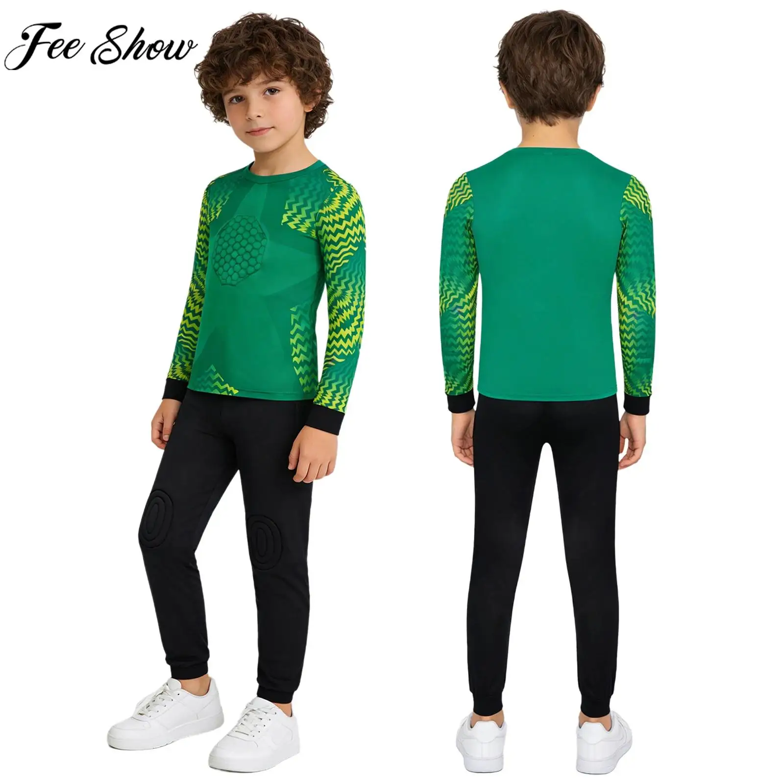 Kids Boys Soccer Goalkeeper Goalie Uniform Sport Set Long Sleeve Protective Padded T-shirt Pants Football Training Match Outfit
Kids Boys Soccer Goalkeeper Goalie Uniform Sport Set Long Sleeve Protective Padded T-shirt Pants Football Training Match Outfit