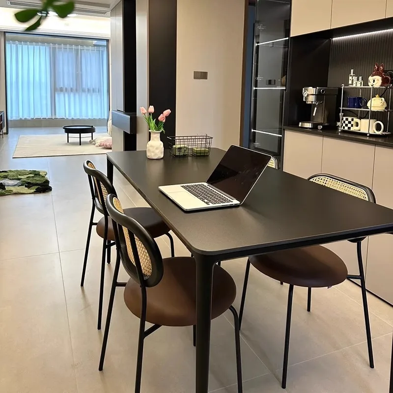 #New Black Rock Plate Dining Table a Modern and Simple Rectangular Dining Table and Chair Set for Small-sized Home Use
#New Black Rock Plate Dining Table a Modern and Simple Rectangular Dining Table and Chair Set for Small-sized Home Use