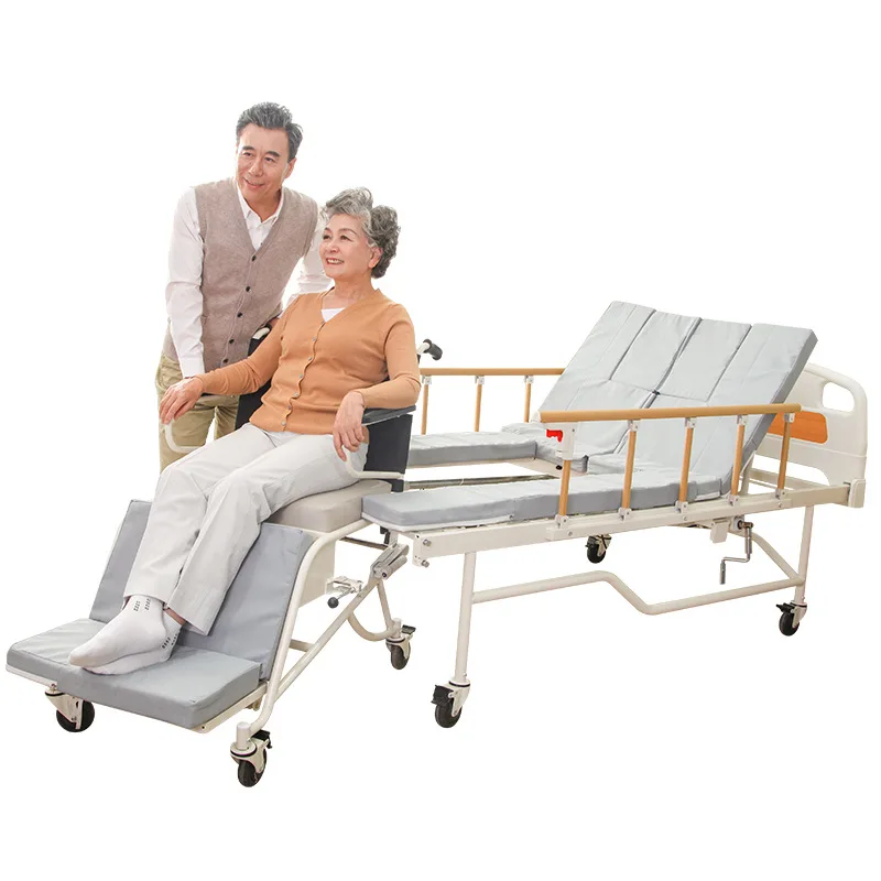 Manual Adjustable Medical Bed with Wheelchair, Elderly Nursing Bed with Guardrails & Wheels, Home Care Bed for Disabled Patients
Manual Adjustable Medical Bed with Wheelchair, Elderly Nursing Bed with Guardrails & Wheels, Home Care Bed for Disabled Patients