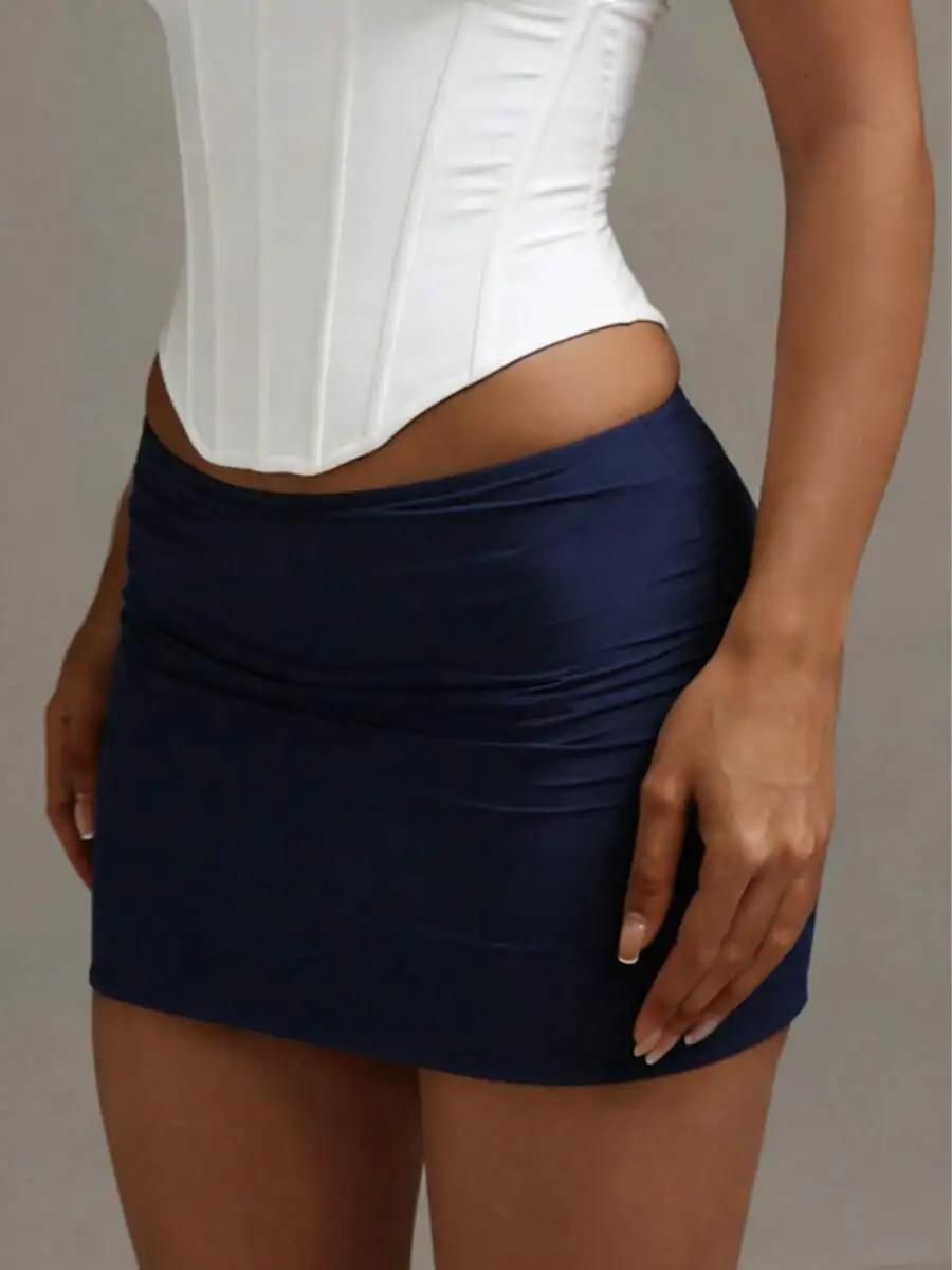 Low Waist Blue Mini Skirt With Ruched Detail Elegant Y2K Style Casual Wear
Low Waist Blue Mini Skirt With Ruched Detail Elegant Y2K Style Casual Wear