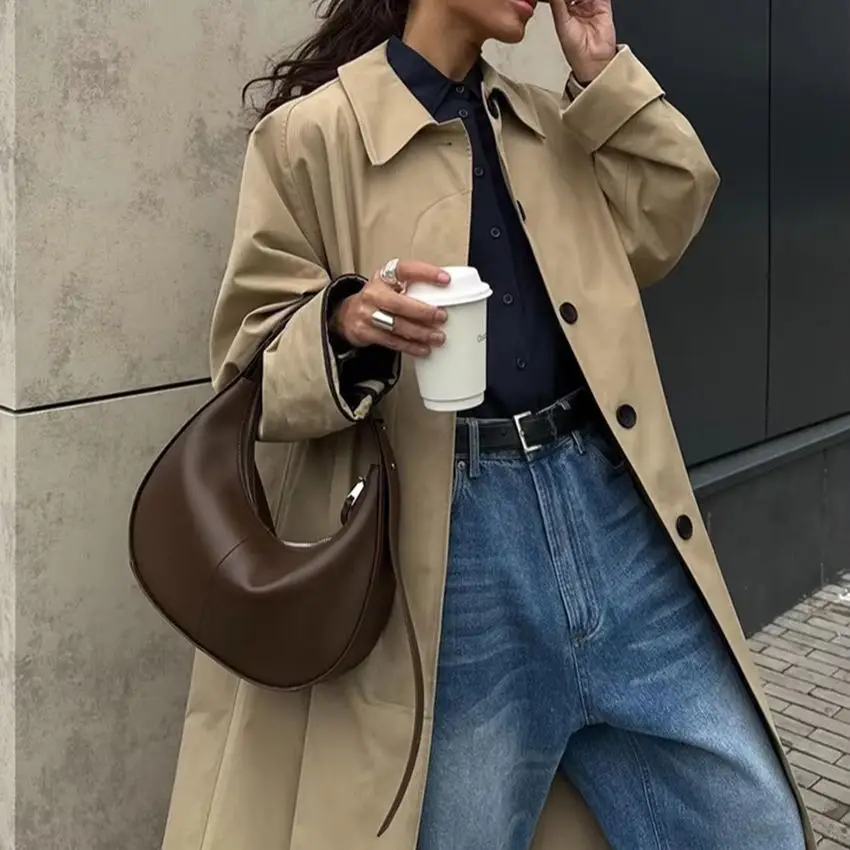 WXOY Women Trendy Long Coat Autumn Loose Fit Vintage Lapel Collar Elegant Casual Office Look Cotton Outerwear
WXOY Women Trendy Long Coat Autumn Loose Fit Vintage Lapel Collar Elegant Casual Office Look Cotton Outerwear