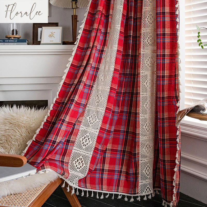 American Christmas Red Cafe Lattice Spliced Crochet Tassel Curtains Festive Color Woven Semi-black Finished Bay Window Curtains
American Christmas Red Cafe Lattice Spliced Crochet Tassel Curtains Festive Color Woven Semi-black Finished Bay Window Curtains