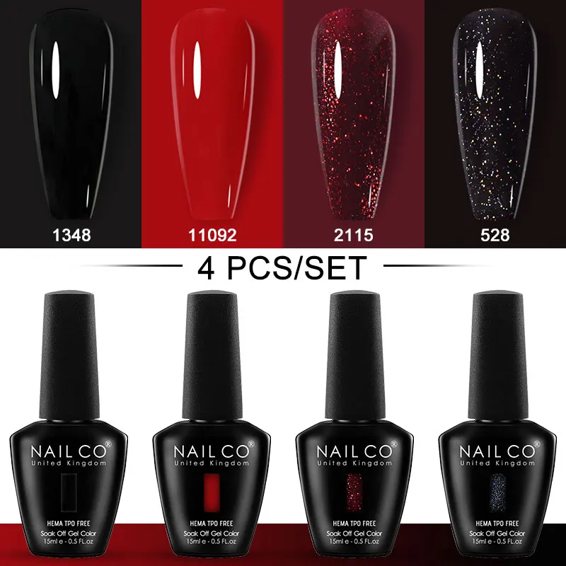 NAILCO 15ml 4pcs/Set Colors Gel Nail Polish UV Glitter Gel Nail Red Nail Esmalte Lakiery Design Vernis Need Top Base Nails Art
NAILCO 15ml 4pcs/Set Colors Gel Nail Polish UV Glitter Gel Nail Red Nail Esmalte Lakiery Design Vernis Need Top Base Nails Art