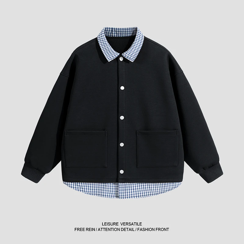 Men's Fashionable Two-Piece Style Jacket Checkered Collar Button-Up Outerwear Unique Color-Blocked Oversized Casual Fit
Men's Fashionable Two-Piece Style Jacket Checkered Collar Button-Up Outerwear Unique Color-Blocked Oversized Casual Fit