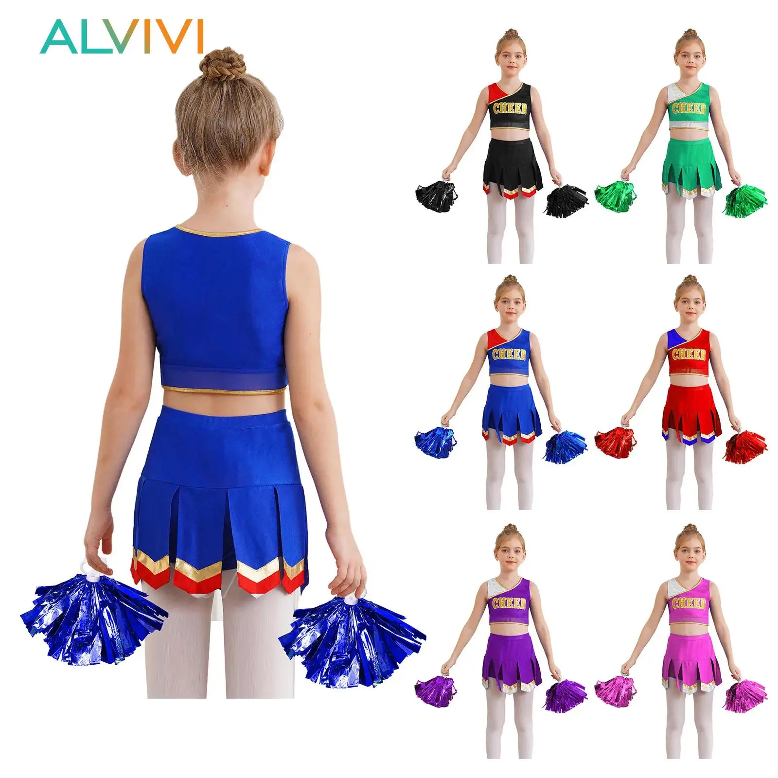 3Pcs Girl Cheerleader Costumes Cheer Ballet Dance Outfit Cheerleading Uniform Tank Top Dance Skirt And Tassel Hand Flowers Set 
3Pcs Girl Cheerleader Costumes Cheer Ballet Dance Outfit Cheerleading Uniform Tank Top Dance Skirt And Tassel Hand Flowers Set