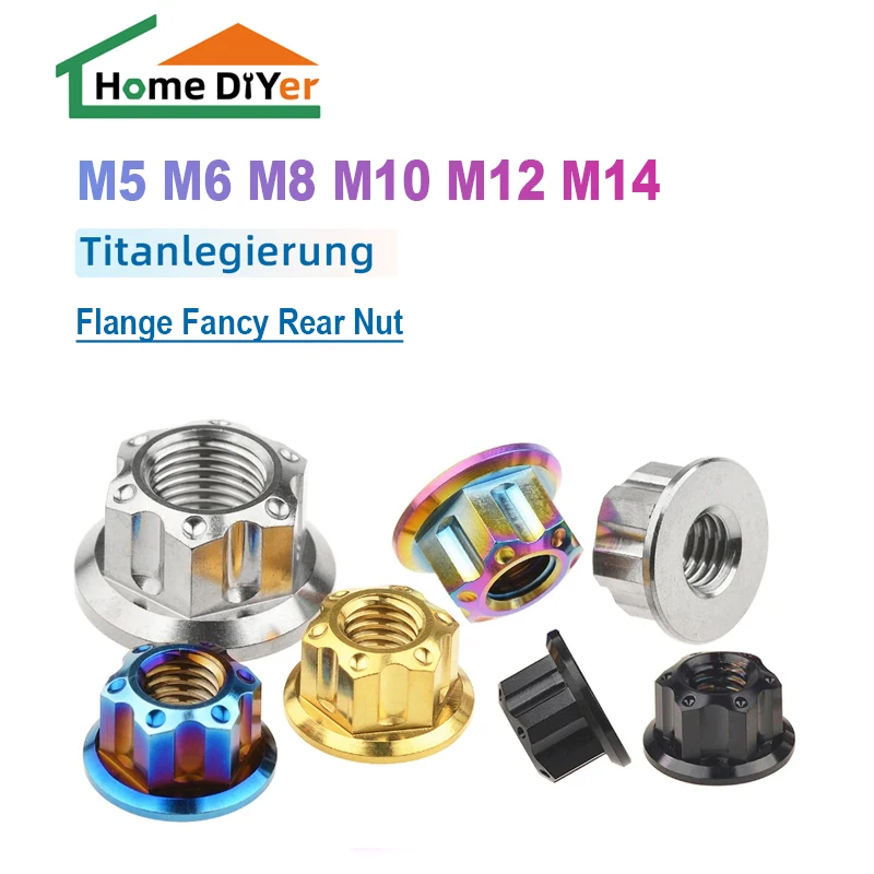 Titanium Nut M5 M6 M8 M10 M12 M14 1PCS Fancy Hex Hexagon Flange Nuts for Bike Motorcycle Rear Axle Titanium Fasteners
Titanium Nut M5 M6 M8 M10 M12 M14 1PCS Fancy Hex Hexagon Flange Nuts for Bike Motorcycle Rear Axle Titanium Fasteners