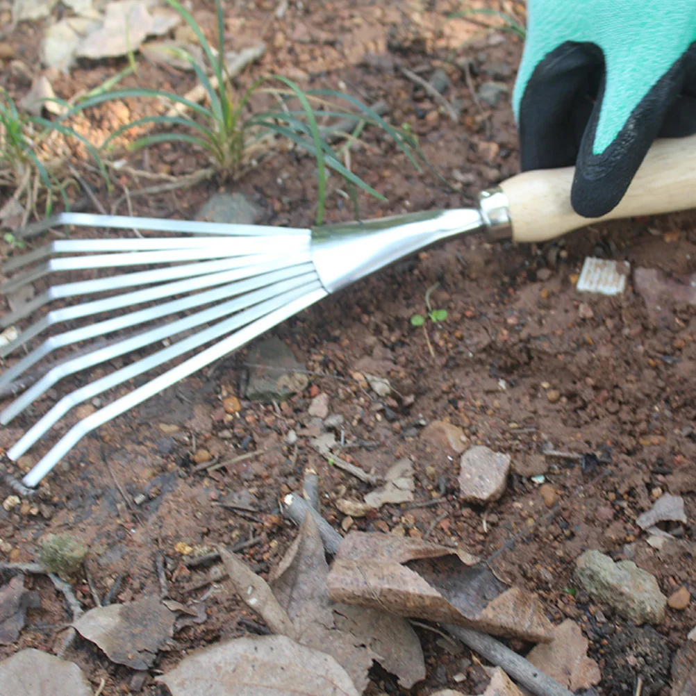 Nine Tooth Stainless Steel Wood Handle Rake Small Garden Tool for Flower Beds Digging Weeding Planting Lightweight for Gardening
Nine Tooth Stainless Steel Wood Handle Rake Small Garden Tool for Flower Beds Digging Weeding Planting Lightweight for Gardening