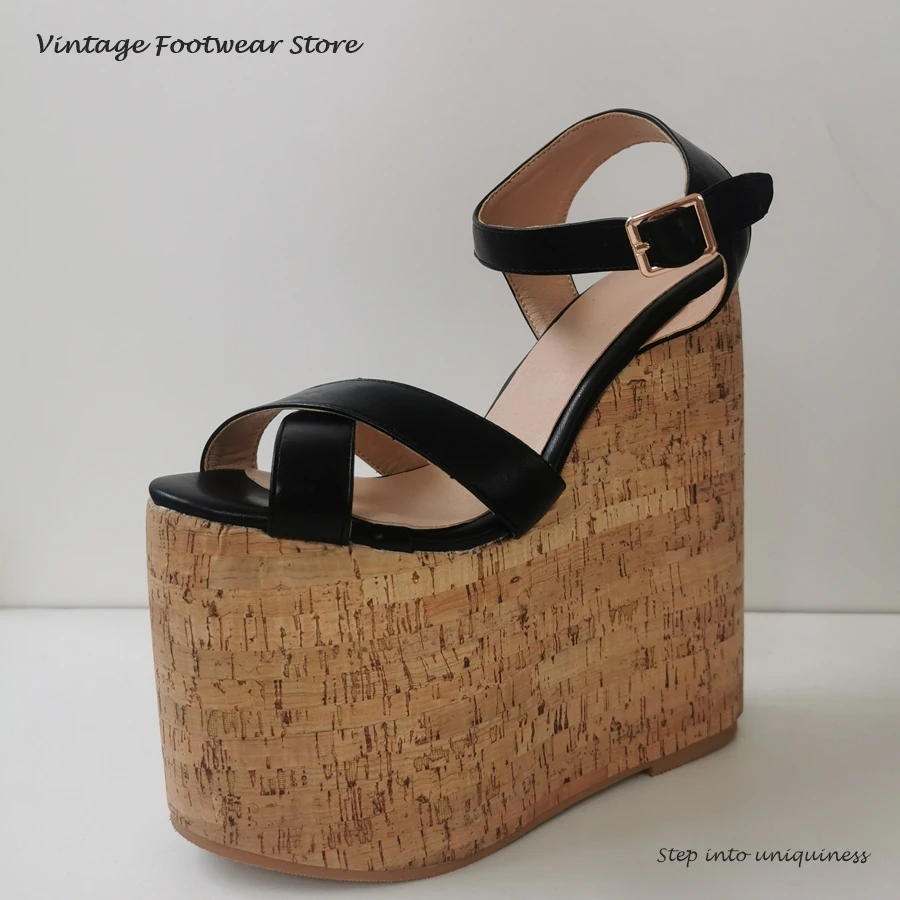 Vintage 21cm Super High Wedges Modern Sandals Round Open Toe 11cm Platform Women's Shoes Summer Street Style Ankle Strap Sandals
Vintage 21cm Super High Wedges Modern Sandals Round Open Toe 11cm Platform Women's Shoes Summer Street Style Ankle Strap Sandals