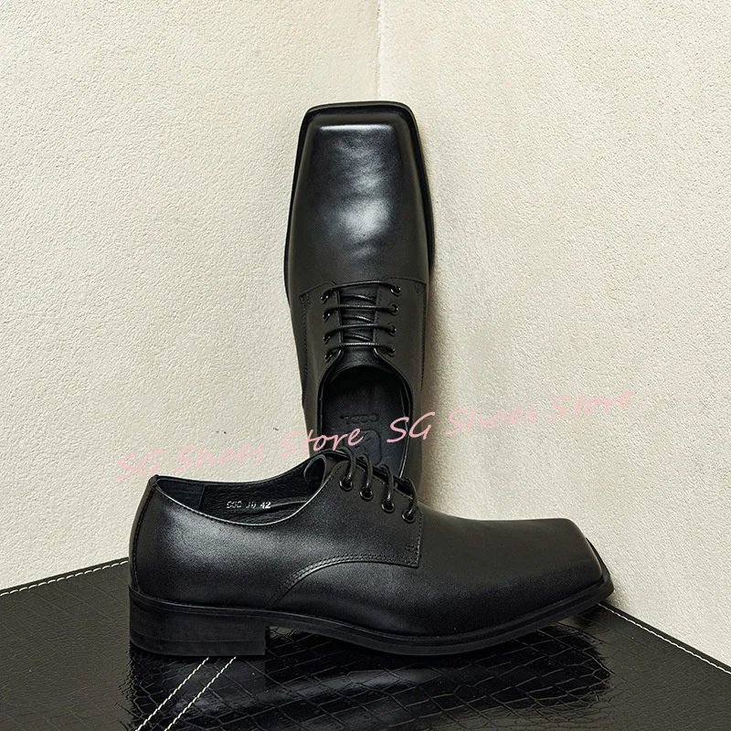 Balck Genuine Leather Square Toe Lace-up Oxfords for Men Fashion Chunky Heel Shallow Derby Shoes Male Summer Casual Shoes
Balck Genuine Leather Square Toe Lace-up Oxfords for Men Fashion Chunky Heel Shallow Derby Shoes Male Summer Casual Shoes
