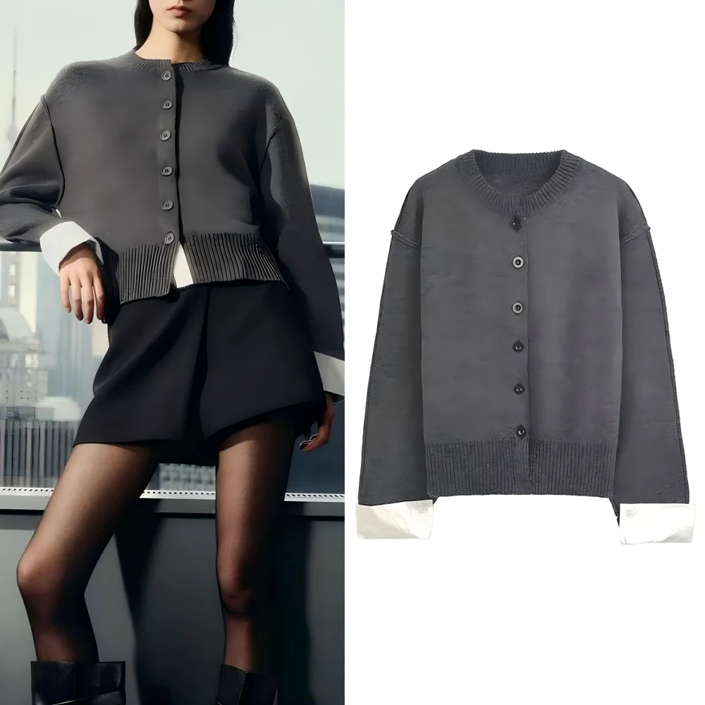 Women's new fashion casual versatile O-Neck patchwork knitted cardigan retro long sleeved Button-up women's coat chic top
Women's new fashion casual versatile O-Neck patchwork knitted cardigan retro long sleeved Button-up women's coat chic top