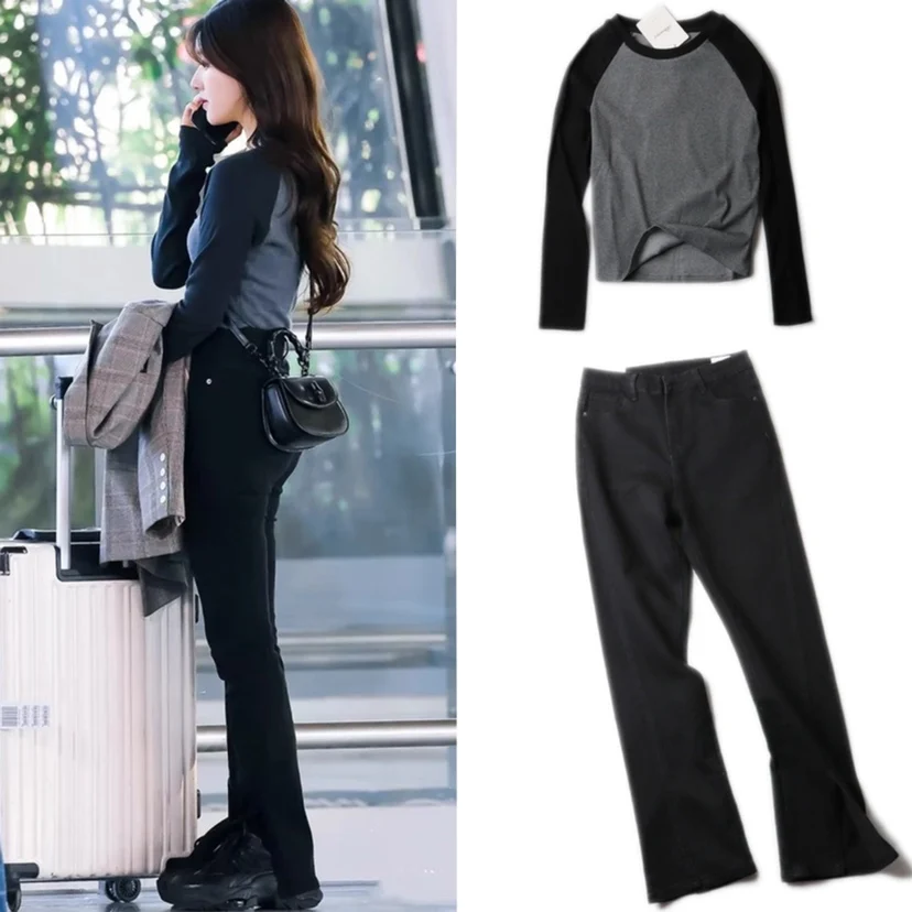 High Waist Slit Denim Pants ey Top Set Women's Faion Cotton Stretch Jeans Spring Autumn Season Button Closure Long Pants
High Waist Slit Denim Pants ey Top Set Women's Faion Cotton Stretch Jeans Spring Autumn Season Button Closure Long Pants