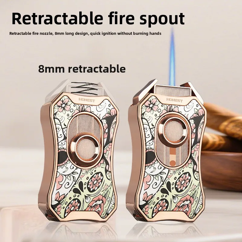 HONEST металлическая зажигалка для сигар с синим пламенем и визуальными окнами, портативный лоток для сигар, дизайн, инструмент для зажигания, аксессуары для сигар, мужской подарок
HONEST металлическая зажигалка для сигар с синим пламенем и визуальными окнами, портативный лоток для сигар, дизайн, инструмент для зажигания, аксессуары для сигар, мужской подарок