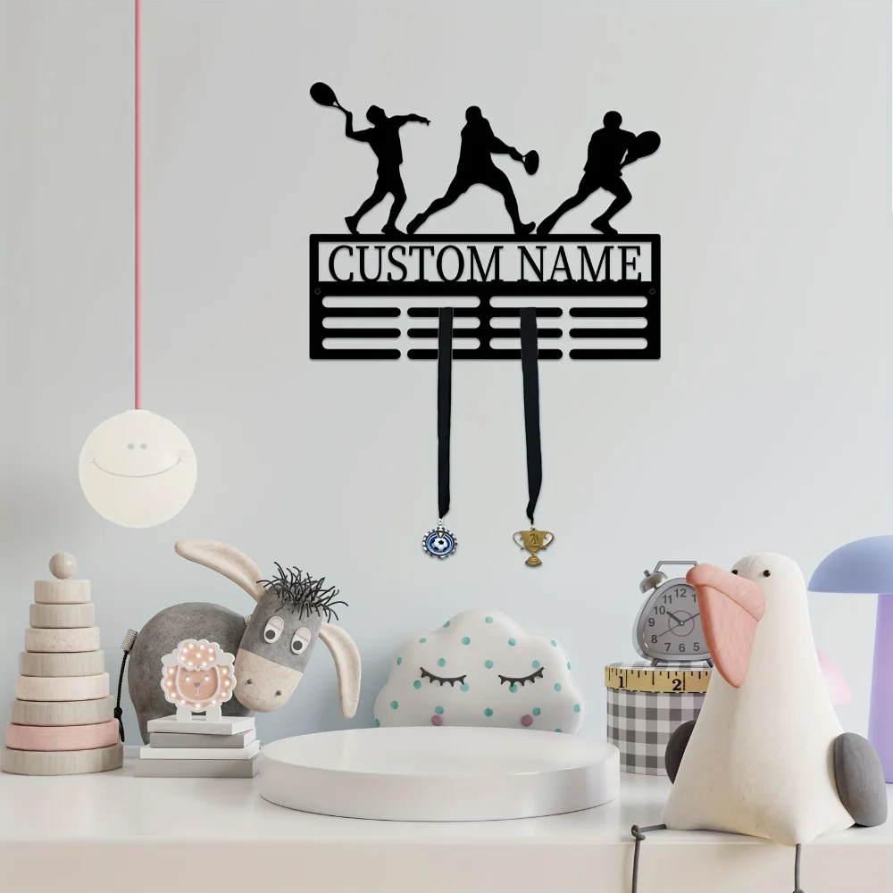 Personalized Tennis Medal Hanger with Custom Name Art Deco Style Metal Wall Mount Ideal Father's Day Gift for Lovers' Decor
Personalized Tennis Medal Hanger with Custom Name Art Deco Style Metal Wall Mount Ideal Father's Day Gift for Lovers' Decor