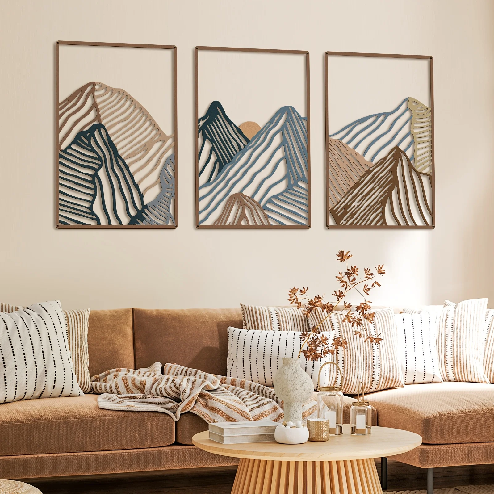 3pcs Vibrant Mountain Line Metal Wall Art Set - Abstract Minimalist Rustic Nature Decor for Living Room, Bathroom - Durable Material, Perfect for Room Decor
3pcs Vibrant Mountain Line Metal Wall Art Set - Abstract Minimalist Rustic Nature Decor for Living Room, Bathroom - Durable Material, Perfect for Room Decor