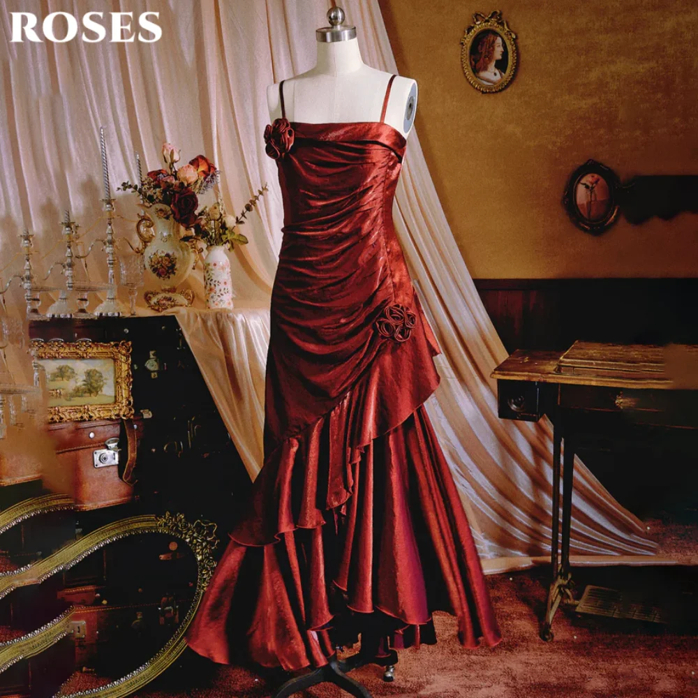 ROSES Red Elegant Prom Dress 3D-Flowers Spaghetti Straps Prom Gown Mermaid Ruffles Long Evening Dressess robe de bal Customized
ROSES Red Elegant Prom Dress 3D-Flowers Spaghetti Straps Prom Gown Mermaid Ruffles Long Evening Dressess robe de bal Customized