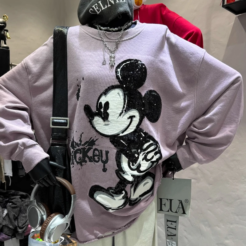 American Street Loose Sweatshirt New Autumn All-match Long Sleeve Pullover Basic Top Sequins Cartoon Hole Mid-long Hoodies
American Street Loose Sweatshirt New Autumn All-match Long Sleeve Pullover Basic Top Sequins Cartoon Hole Mid-long Hoodies