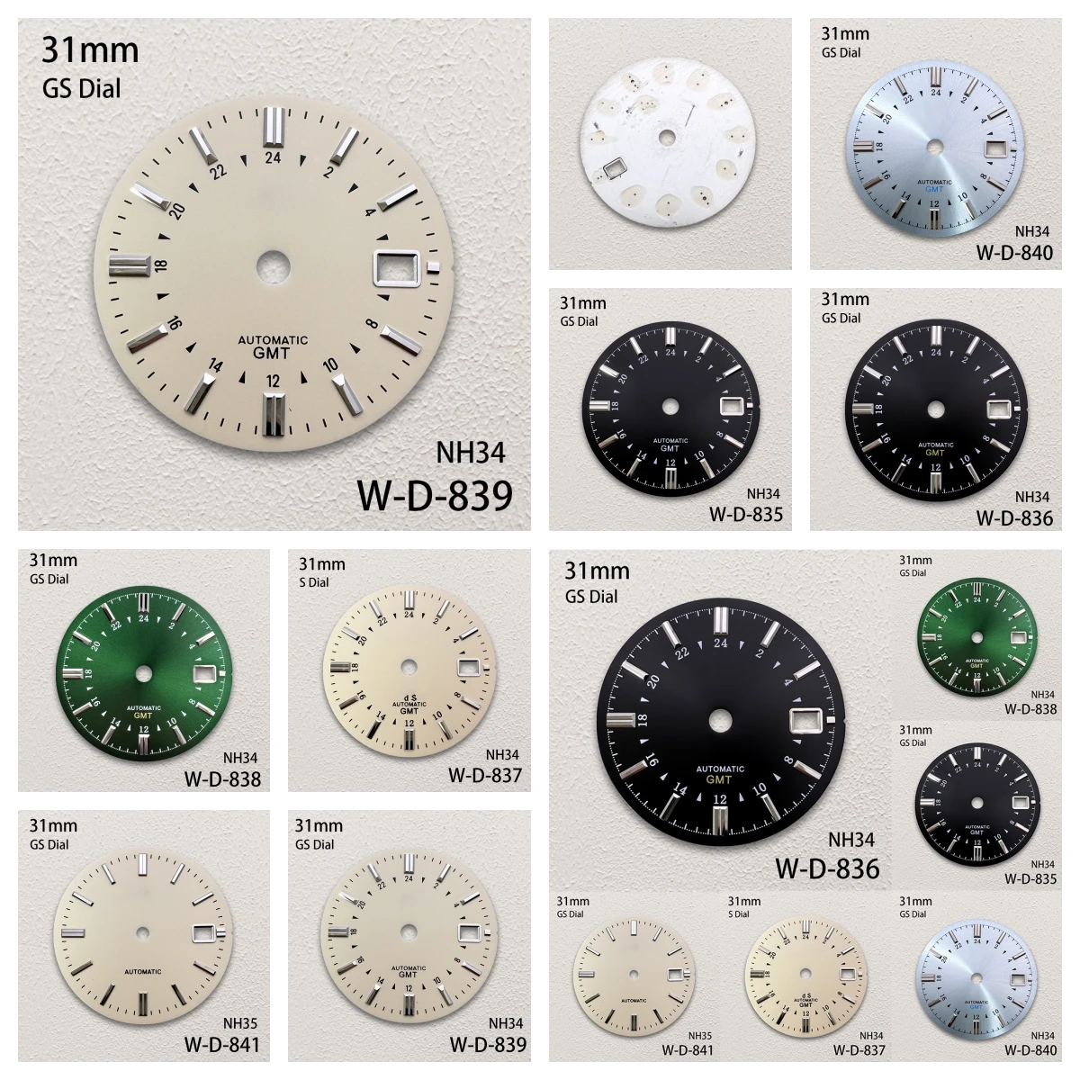 31mm S/G S Logo GMT Dial Fit NH34/NH35 Japan Movement Sunburst/Matte High-Quality Solid Nail Dial Watch Modification Accessories 
31mm S/G S Logo GMT Dial Fit NH34/NH35 Japan Movement Sunburst/Matte High-Quality Solid Nail Dial Watch Modification Accessories