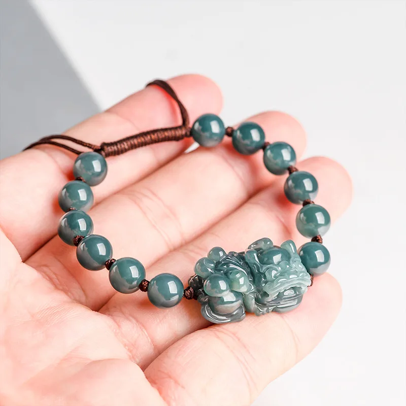 High Grade Natural Hard Jade A-grade Jadeite Blue Water Pixiu Hand Woven Tongcai Ice Seed Lucky Talisman Luxury Jewelry Bracelet
High Grade Natural Hard Jade A-grade Jadeite Blue Water Pixiu Hand Woven Tongcai Ice Seed Lucky Talisman Luxury Jewelry Bracelet