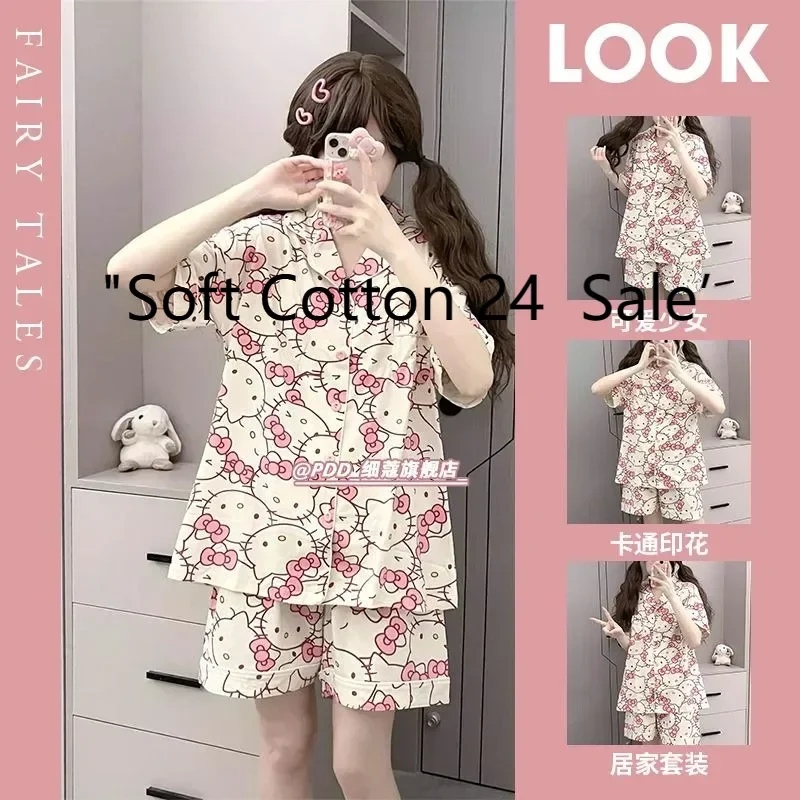 Summer new white lapel cartoon Hello Kitty pajamas female cute short-sleeved shorts can be worn outside loungewear two-piece set
Summer new white lapel cartoon Hello Kitty pajamas female cute short-sleeved shorts can be worn outside loungewear two-piece set