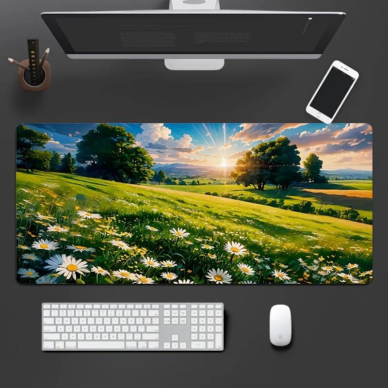 Daisy Field Sunrise Extended Mouse Pad Non-Slip Rubber Base Office Gaming Desk Mat
