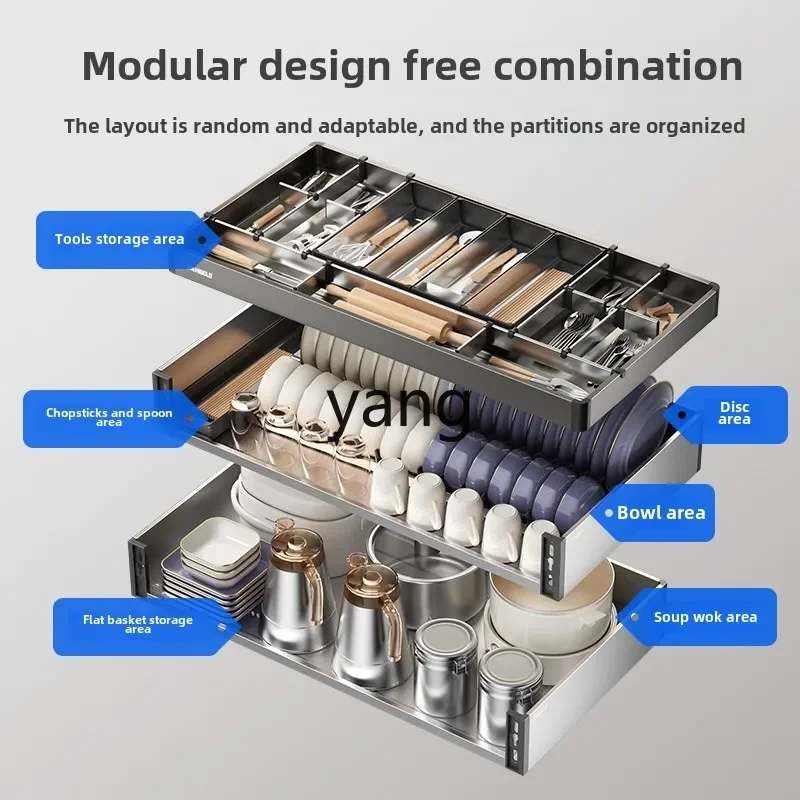 LH cabinet pull basket three-layer drawer type built-in bowl rack 304 stainless steel kitchen storage
LH cabinet pull basket three-layer drawer type built-in bowl rack 304 stainless steel kitchen storage