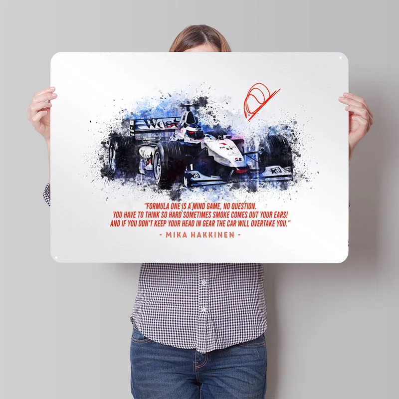 Mika Hakkinen 1999 Car Tinplate Sign Racing Poster Interior Vintage Metal Sign for Wall Art Decoration Wall Decor Living Room
Mika Hakkinen 1999 Car Tinplate Sign Racing Poster Interior Vintage Metal Sign for Wall Art Decoration Wall Decor Living Room