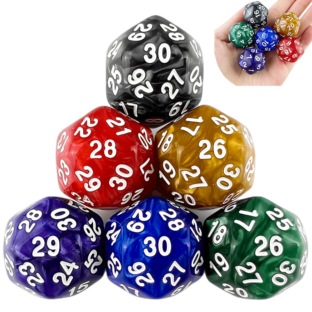 D30 Цифровые кости с мраморным эффектом, 6 шт. для математики DND RPG, игральные кости DRAGONS, 6 цветов
D30 Цифровые кости с мраморным эффектом, 6 шт. для математики DND RPG, игральные кости DRAGONS, 6 цветов