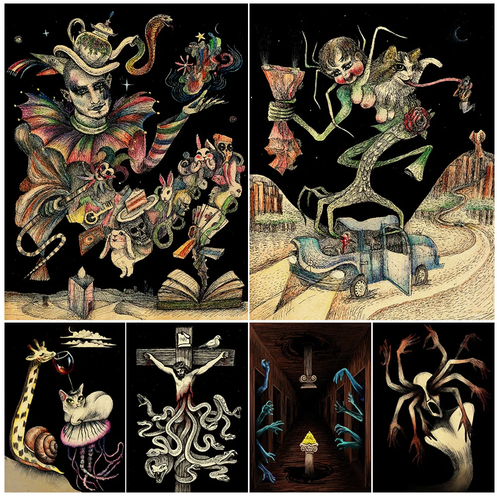 Horrible Fantasy Creatures From Nightmares,Vintage Wall Art Canvas Painting Surral Horror Gothic Art Poster And Print Home Decor
Horrible Fantasy Creatures From Nightmares,Vintage Wall Art Canvas Painting Surral Horror Gothic Art Poster And Print Home Decor