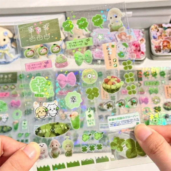Steve Random 4pcs Set Green four-leaf Clover Transparent Star Glitter Film Cut Stickers Jouranl Deco Stickers
Steve Random 4pcs Set Green four-leaf Clover Transparent Star Glitter Film Cut Stickers Jouranl Deco Stickers