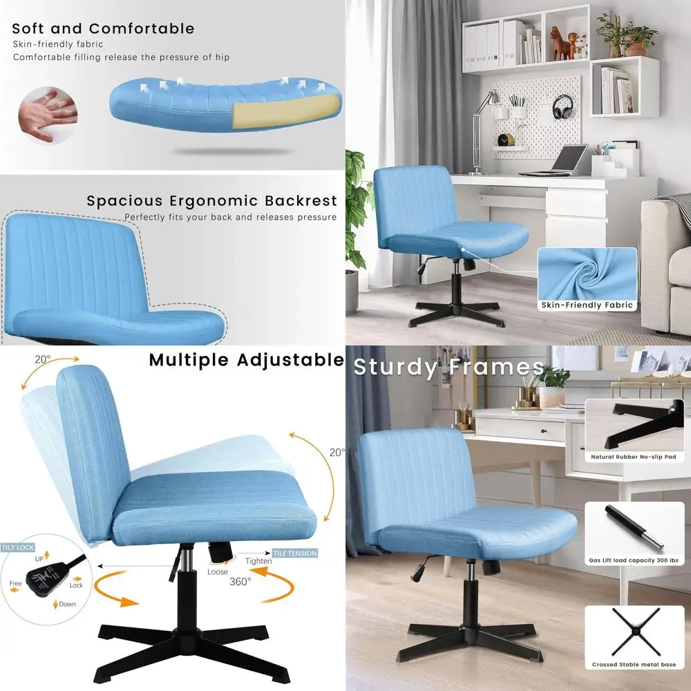 Офисное кресло с высокой спинкой, тканевое, поворотное, с регулировкой высоты, без подлокотников и колесиков, идеально для домашнего офиса (светло-голубое)
Офисное кресло с высокой спинкой, тканевое, поворотное, с регулировкой высоты, без подлокотников и колесиков, идеально для домашнего офиса (светло-голубое)