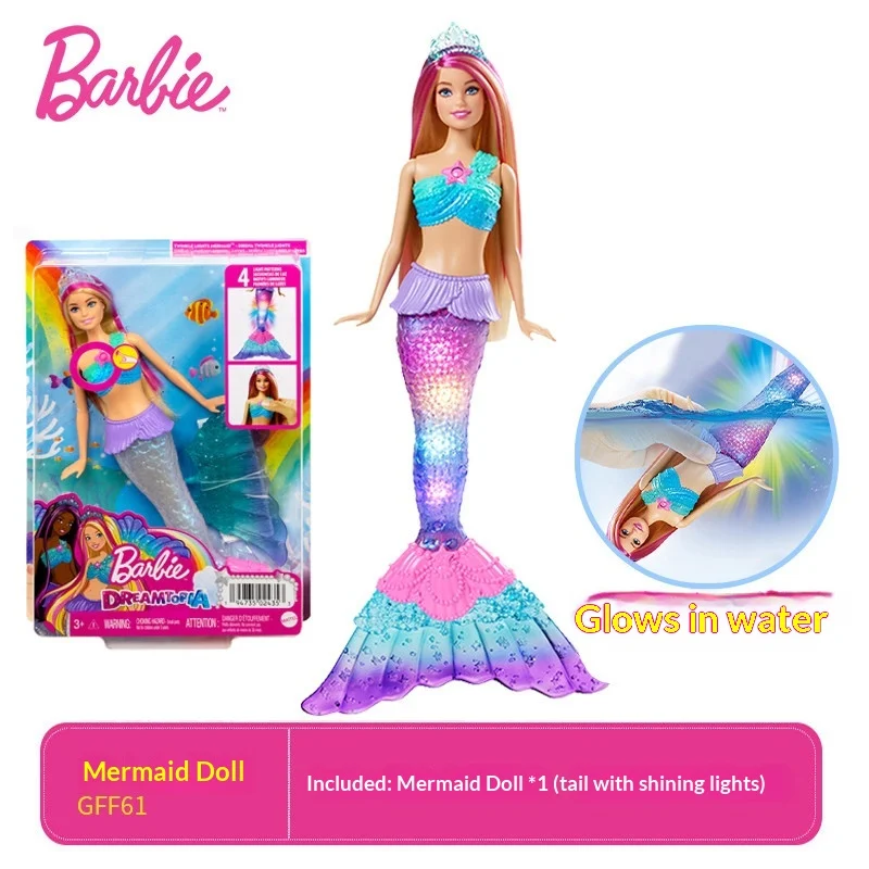 Оригинальная кукла Барби, красочная светящаяся кукла-русалка со звездным хвостом, светящаяся русалка-принцесса, игрушка для девочек, подарок на день рождения для детей
Оригинальная кукла Барби, красочная светящаяся кукла-русалка со звездным хвостом, светящаяся русалка-принцесса, игрушка для девочек, подарок на день рождения для детей