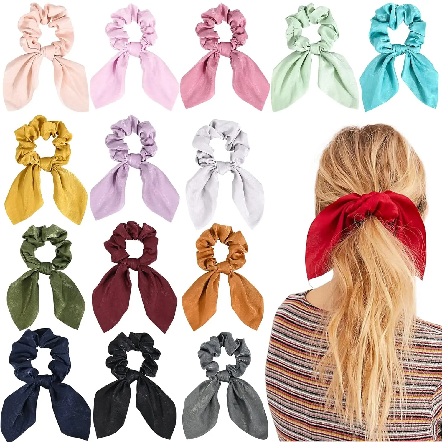 14 Pcs Bow Hair Scrunchies Bunny Ears Silk Hair Ties Ponytail Holders for Women
14 Pcs Bow Hair Scrunchies Bunny Ears Silk Hair Ties Ponytail Holders for Women