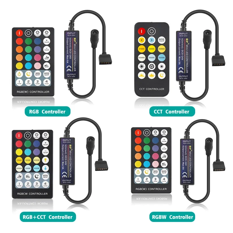 Mini Wireless RGB Controller LED Strip RF Remote Control for 4 5 6 Pins RGB RGBW RGBWW CCT RGB+CCT LED Tape Light DC5-24V Dimmer
Mini Wireless RGB Controller LED Strip RF Remote Control for 4 5 6 Pins RGB RGBW RGBWW CCT RGB+CCT LED Tape Light DC5-24V Dimmer