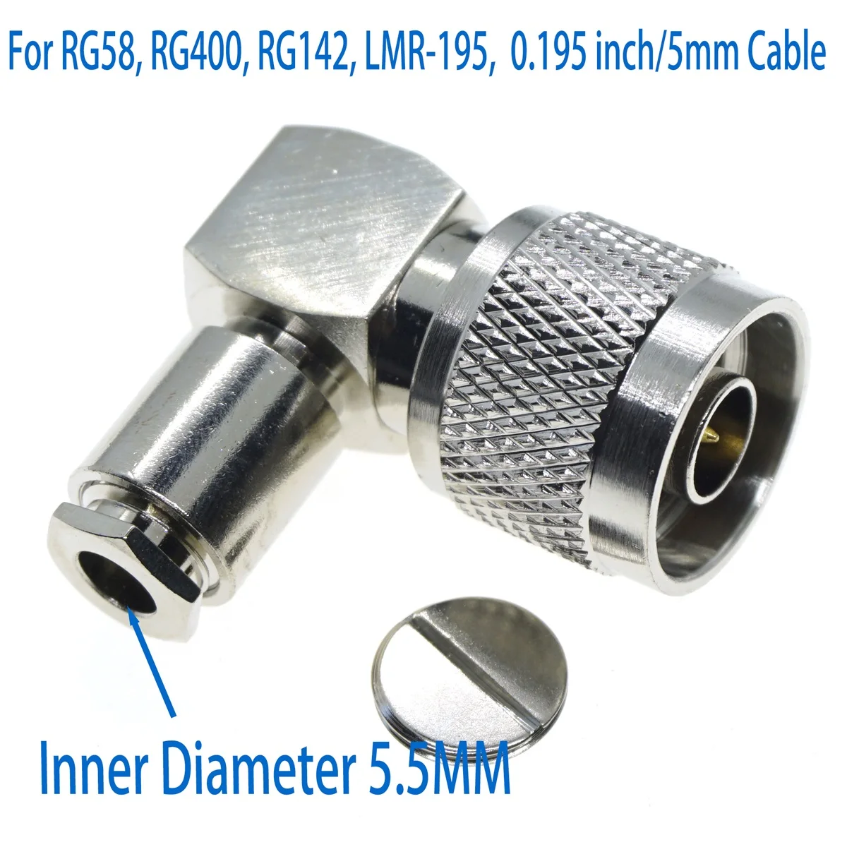 N Male Right Angle 90 Degree Connector Clamp For LMR195 RG58 RG142 RG400 50-3 RF Coax wire coaxial Cable
N Male Right Angle 90 Degree Connector Clamp For LMR195 RG58 RG142 RG400 50-3 RF Coax wire coaxial Cable