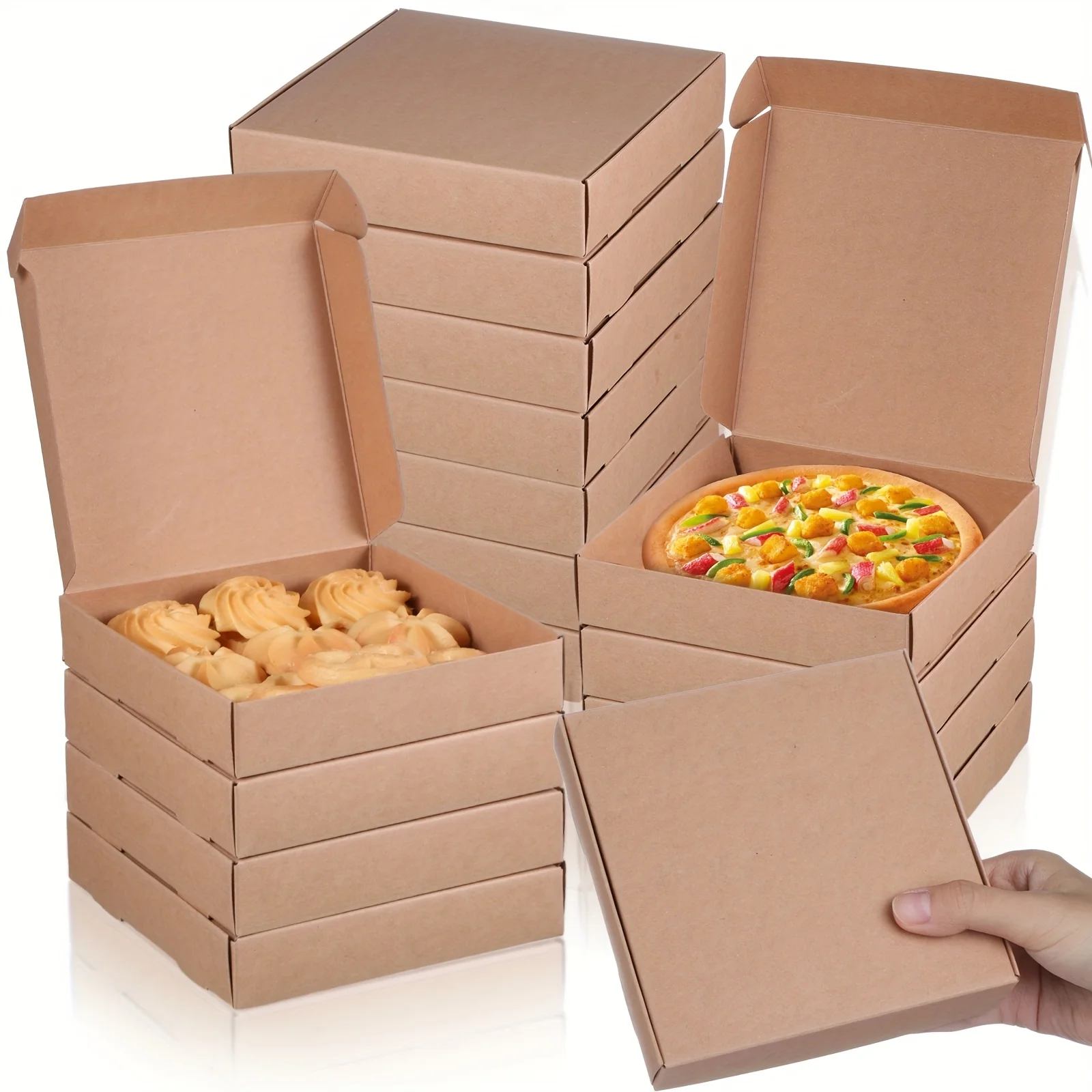 100-Pack Mini Pizza Boxes – 5.25" Square Kraft Paper Containers with Secure Flip-Top Lid | Freezer-Safe for Slices, Mini Cakes, Cookies & More | Perfect for Gifting, Parties & Takeout | Uncoated Natural Finish
100-Pack Mini Pizza Boxes – 5.25" Square Kraft Paper Containers with Secure Flip-Top Lid | Freezer-Safe for Slices, Mini Cakes, Cookies & More | Perfect for Gifting, Parties & Takeout | Uncoated Natural Finish