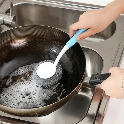 Durable Wire Brush Cleaning Ball Scourer With Handle for PC Dish Bowl Washing Kitchen Gadget
Durable Wire Brush Cleaning Ball Scourer With Handle for PC Dish Bowl Washing Kitchen Gadget