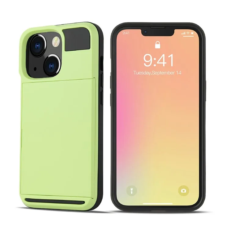 Slide Card Holder Design TPU + PC Phone Hybrid Case Cover for iPhone 13 mini 5.4 inch - Green
Slide Card Holder Design TPU + PC Phone Hybrid Case Cover for iPhone 13 mini 5.4 inch - Green