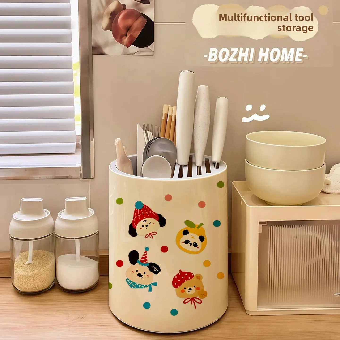 Cartoon rotating knife rack and cage integrated kitchen countertop storage rack, model for holding chopsticks, and utensils
Cartoon rotating knife rack and cage integrated kitchen countertop storage rack, model for holding chopsticks, and utensils