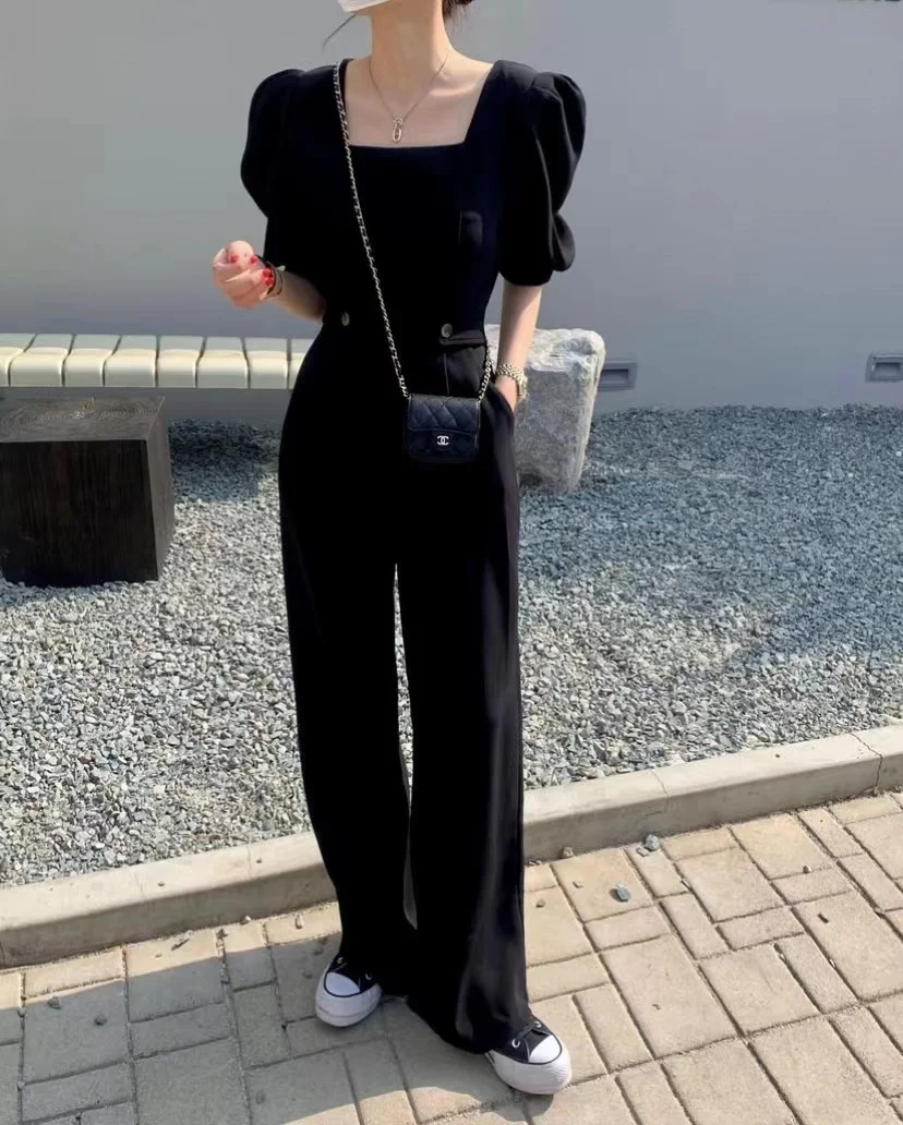 Retro Square Collar Pants Women's Bubble Sleeve Slimming High Waist Wide Leg Long Pants Fashionable Casual Trousers
Retro Square Collar Pants Women's Bubble Sleeve Slimming High Waist Wide Leg Long Pants Fashionable Casual Trousers