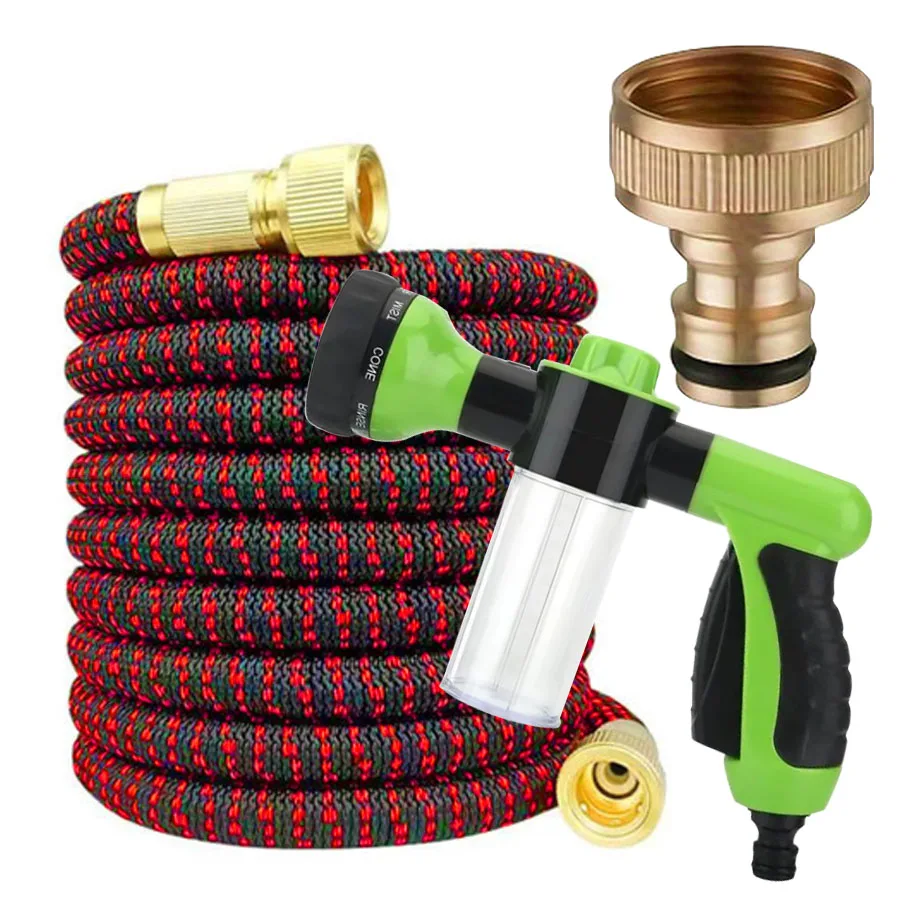 Растягивающийся садовый шланг 25-100 футов с насадкой на 8 функций и латунным соединителем, гибкий шланг высокого давления Magic Ho
Растягивающийся садовый шланг 25-100 футов с насадкой на 8 функций и латунным соединителем, гибкий шланг высокого давления Magic Ho