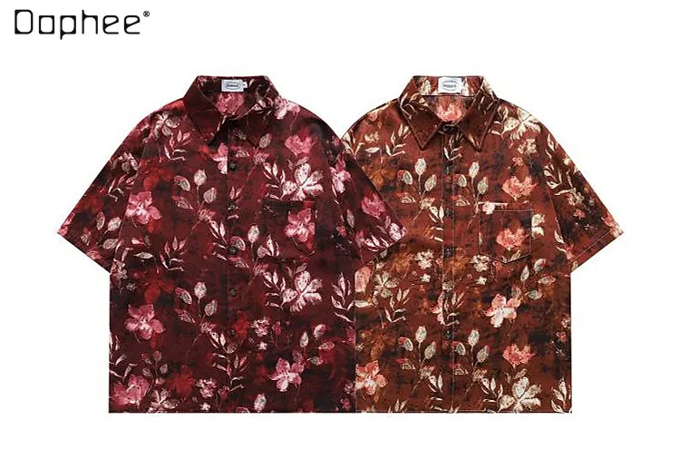 2026 Summer New Arrival Red Coffee Floral All Over Print Lapel Short Sleeve Shirt Men Loose Daily Casual Thin Tops
2026 Summer New Arrival Red Coffee Floral All Over Print Lapel Short Sleeve Shirt Men Loose Daily Casual Thin Tops