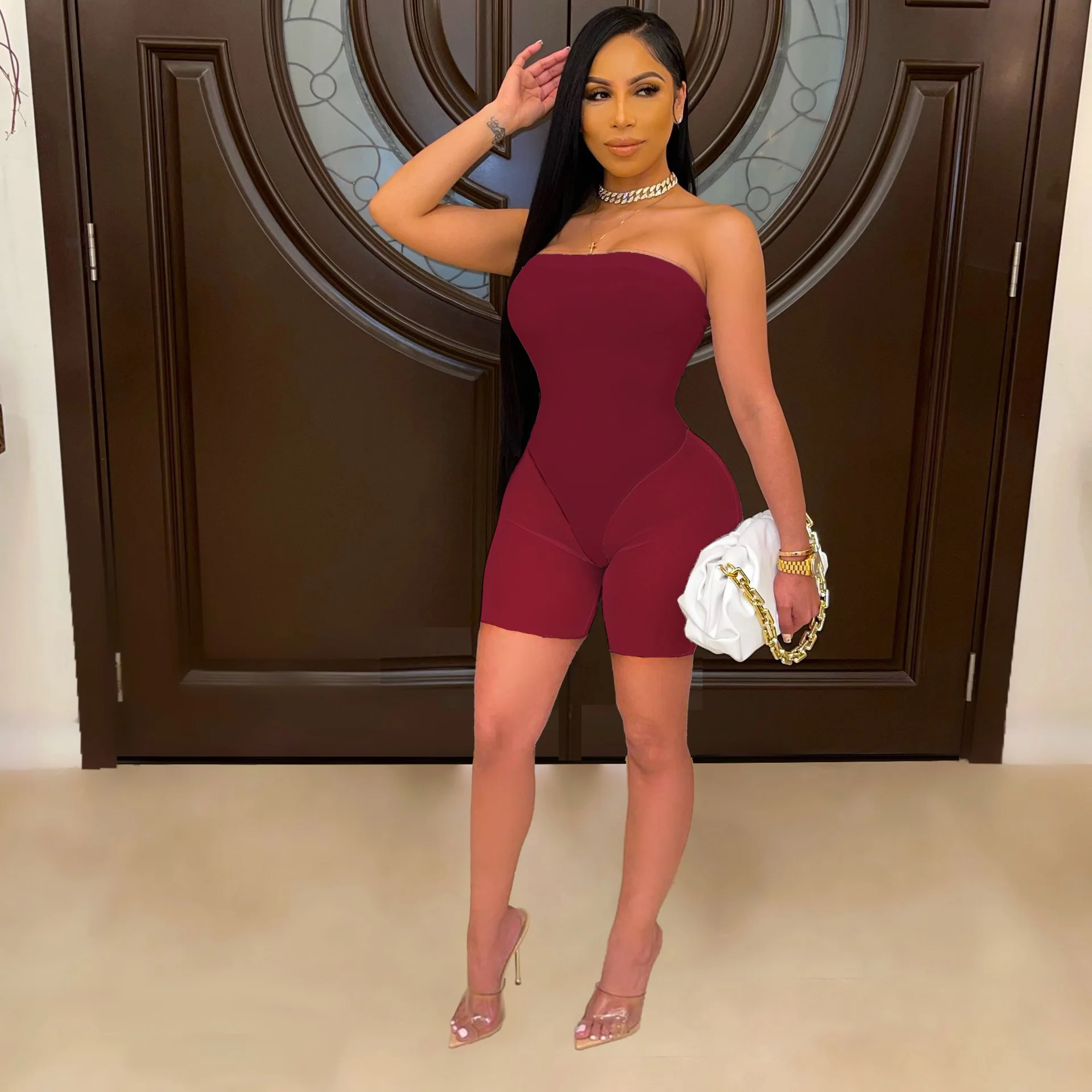 Women's jumpsuit personalized mesh buttocks wrapped solid color strapless sexy women's clothing nightclub party clothing
Women's jumpsuit personalized mesh buttocks wrapped solid color strapless sexy women's clothing nightclub party clothing
