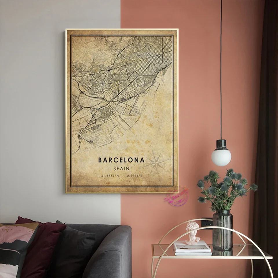 Barcelona Vintage Map Poster Print Spain City Road Map Canvas Art Painting Wall Picture Unframed For Living Room Home Decor
Barcelona Vintage Map Poster Print Spain City Road Map Canvas Art Painting Wall Picture Unframed For Living Room Home Decor